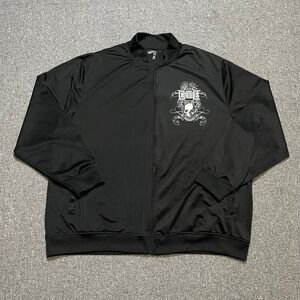 MMA Elite Y2K Mens Black Graphic Skull‎ Reaper Track Jacket Full Zip Size 2XL
